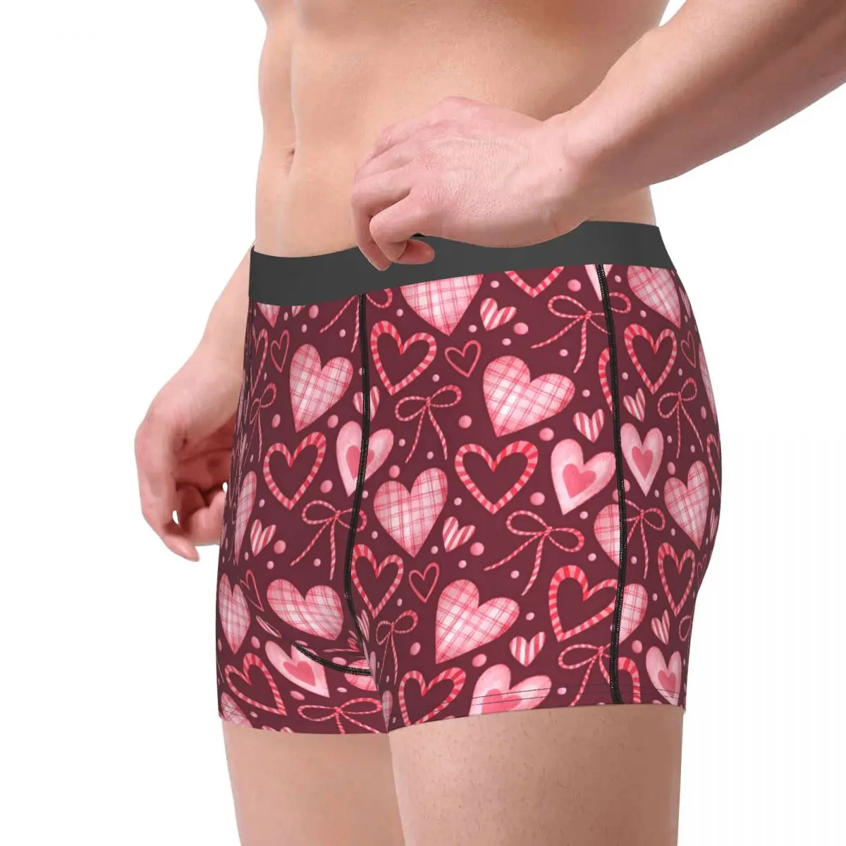 Seamless Watercolor Pattern In Pink Colors Love Underpants Breathbale Panties Male Underwear Print Shorts Boxer Briefs