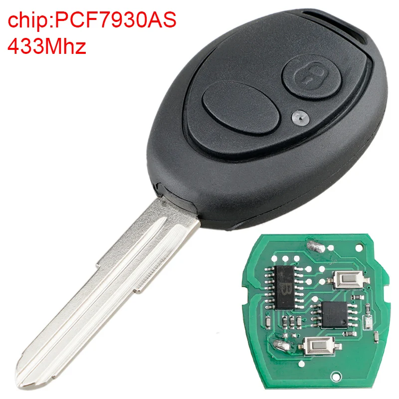 433Mhz 2 Buttons Car Remote Key Fob with PCF7930AS Chip Fit for Land Rover Discovery 2 TD4 / TD5