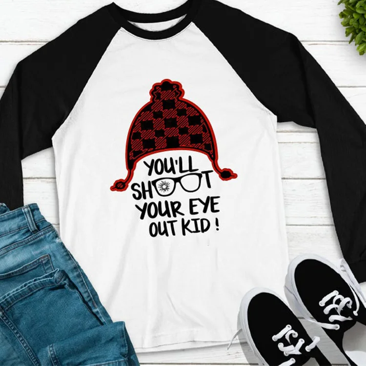 

T Shirt Christmas T-shirt You'll Shoot Your Eye Out Pullover Tshirts Harajuku Plus Size Kid Letter Printed Long Sleeve Top