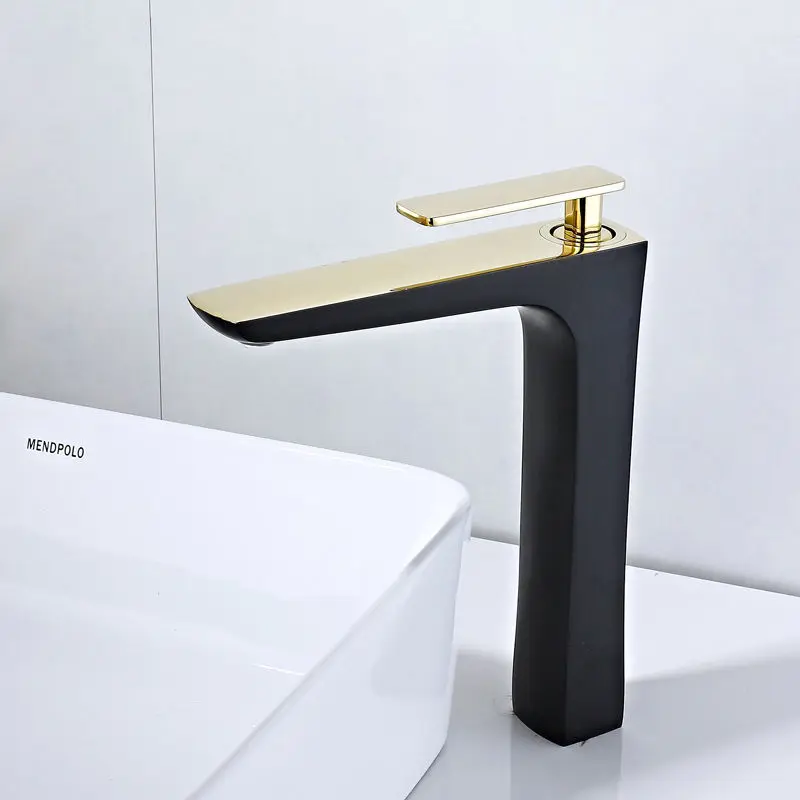 Light Luxury Copper Basin Faucet Black Gold Bathroom Washbasin Wash Basin Creative Single Hole Hot and Cold Extension Faucet