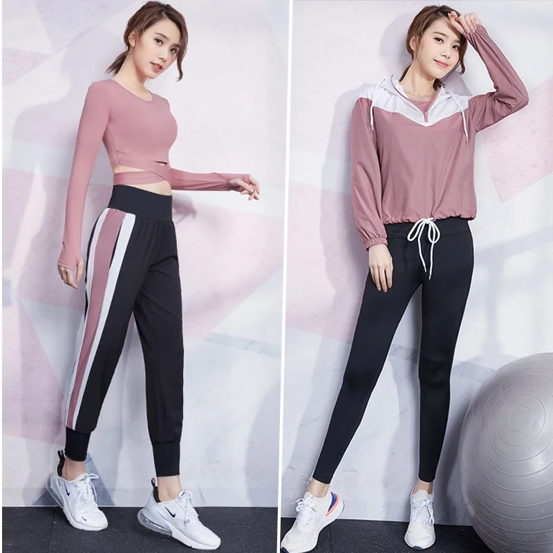 Wanita Olahraga Cocok untuk Pelatihan Berjalan Sexy Crop Top Yoga Pakaian Wanita Gym Set Femme Latihan Kebugaran Pakaian Set