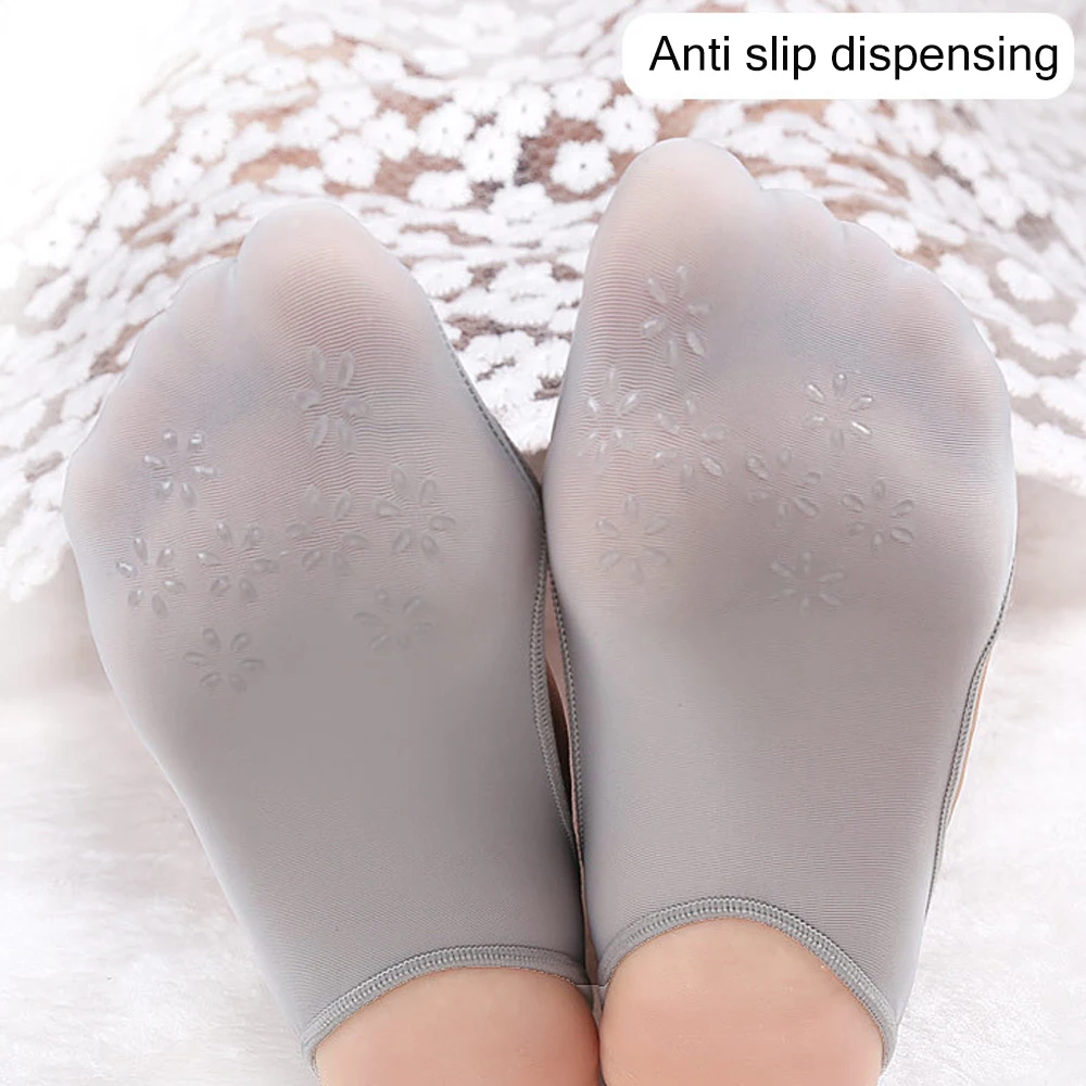 Calcetines de seda de hielo para mujer, medias de media palma, antideslizantes, invisibles, sin almohadillas, de corte bajo, para zapatos planos, náuticos, informales, 1 par