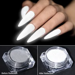 Reflected Nail Glitter Powder Shiny Glow Party Dipping Nail Powder Reflective Nail Art Tools for Disco Dancing Luminous Chrome