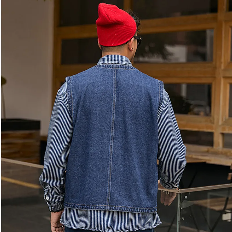 Denim Waistcoat Men Sleeveless Jacket 8XL 7XL Casual Plus Size 6XL 5XL Jean Loose Boys Black Blue Motorcycle Vest Streetwear