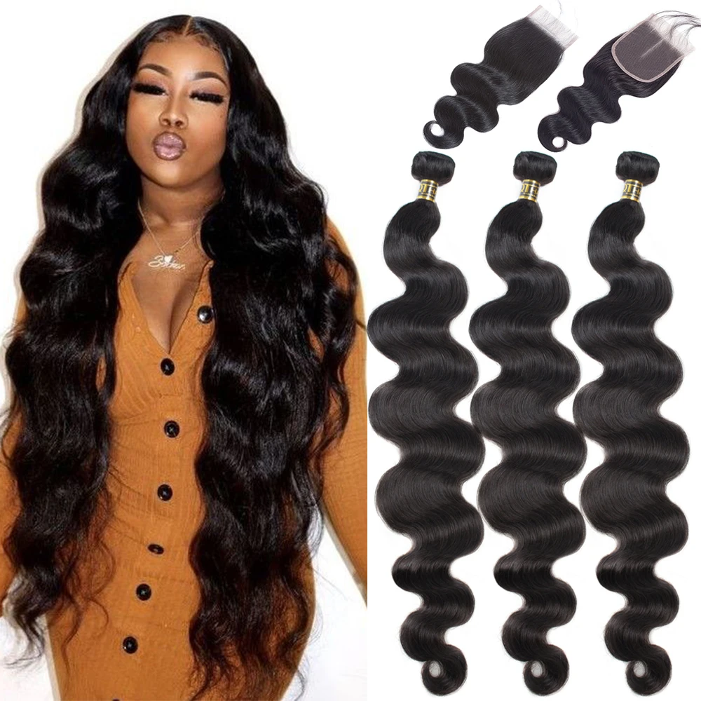 Qt Body Wave Bundels Met Sluiting Brazilian Hair Weave 3 Bundels Met Frontale Menselijk Haar Frontale Met Bundel Remy Haar extension