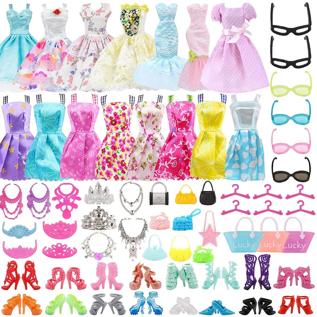 20pcs Barbies Doll Accessories =Clothes Dress +Doll Shoes Accessories For Barbie Doll&1/6 BJD Blythe Doll Toy Gift Russia`s