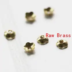 400 Pieces Raw Brass Flower Caps- 3mm (1700C)