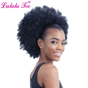 10 Pollici Afro Soffio Capelli Sintetici Chignon Chignon Parrucchino per Le Donne con Coulisse Coda di Cavallo Riccio Crespo Updo Clip di Estensioni Dei Capelli