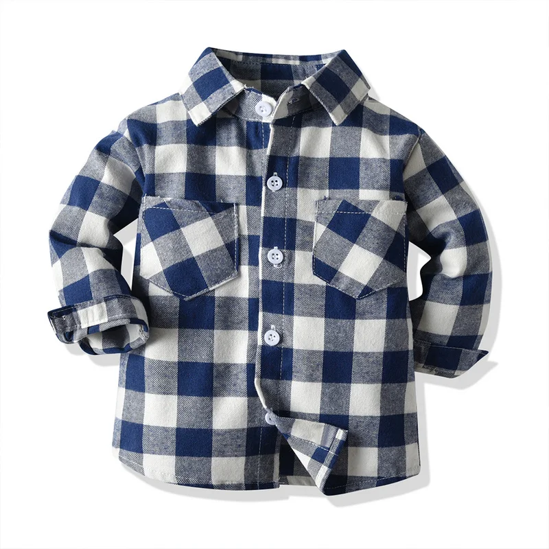 Tem doger baby boy girl shirt 2018 spring infant boys shirts toddler girls high quality plaid shirts newborn tops bebes blouse