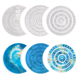 New Style Rotatable Moon Shape Calendar Resin Mold Silicone Perpetual Calendar Molde Para Resina Epoxi Pendant Home Decorations