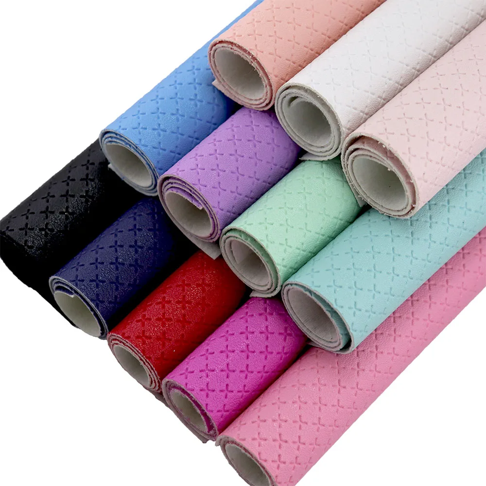 30x134cm Embossed Cross Synthetic Faux Leather Fabric Roll For DIY Sewing Shoes Handbags Bows AY213