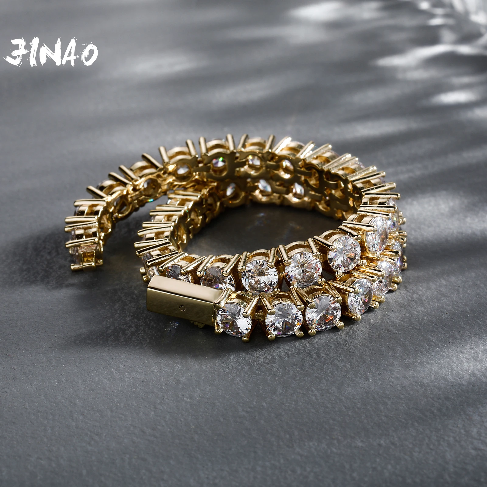 JINAO 3MM-6MM Spring Buckle 1Row Tennis Chain Iced Out Cubic Zirconia Bracelet Men And Women Hip Hop Jewelry For Gift