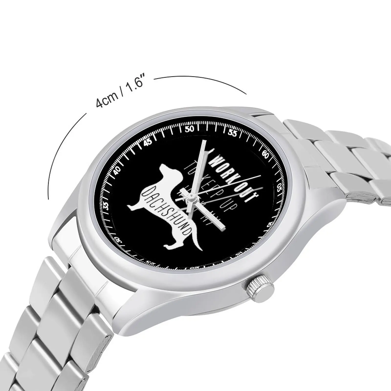 Dachshund Quartz Watch Round Couple Wrist Watch Photo Steel Sport Design Wristwatch