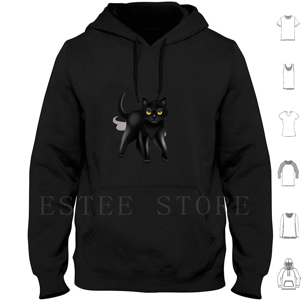 Black Cat Hoodies Long Sleeve Cat Black Cat Cool Cat Adorable Cat Realistic Angry Cat Realistic Design