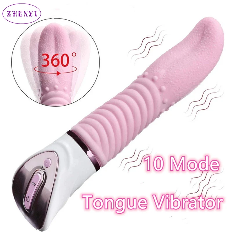 10 Speed Dildo Tongue Vibrator Female Masturbation Clitiris Stimulator Oral  Sex G-Spot Vibrating Massager Female Flirting Toys