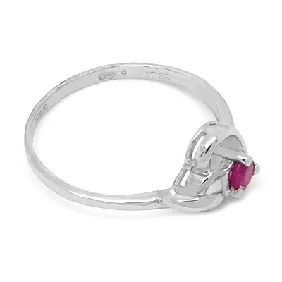 Romantic Silver Heart Ring for Girl 3mm Natural Ruby Silver Ring for Engagement Solid 925 Silver Ruby Jewelry