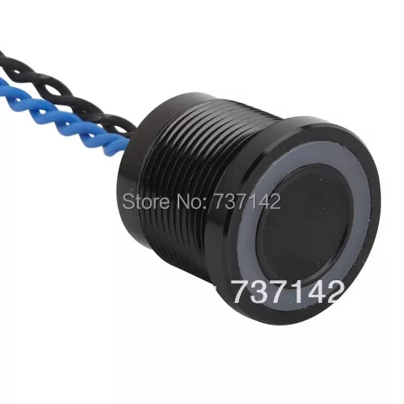 ELEWIND Black color metal aluminum anodized piezo push button switch (19mm,PS193P10YBK1B24L,Rohs,CE)