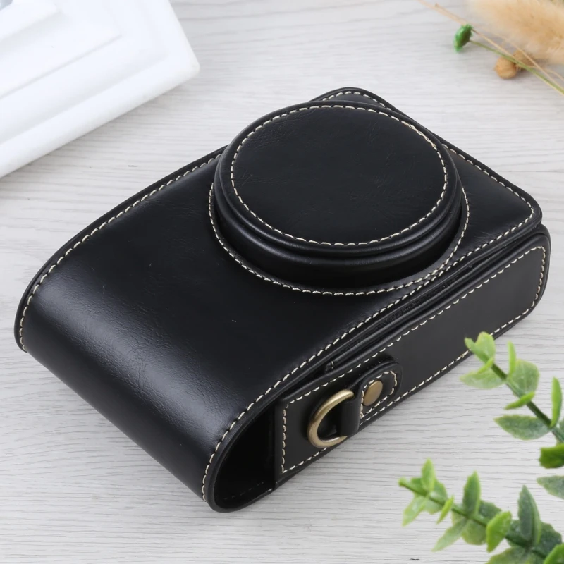 Full Body Camera PU Leather Case Bag with Strap For Ricoh GR III / GRII, Sony ZV-1 / DSC-RX100M7 / RX100M6 / RX100M5 / RX100M2