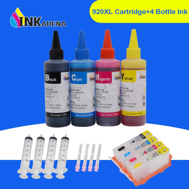 INKARENA 400ml Refill Ink + 920XL Replacement Comapatible For HP 920 Printer Ink Cartridge Officejet 6000 6500 6500 Printers