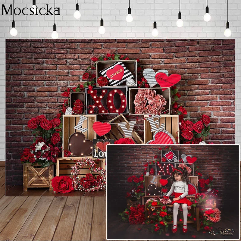 Mocsicka-خلفية تصوير من الطوب على شكل قلب لعيد الحب ، خلفية رومانسية ، صورة فنية لاستوديو الصور