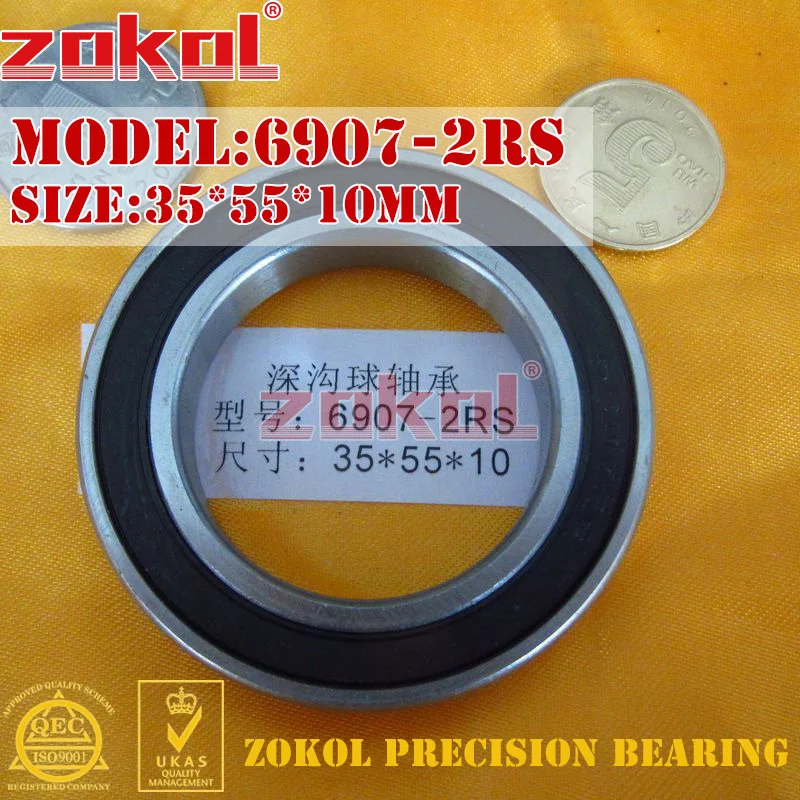 2Pcs/Lot ZOKOL 6907 6908 6909 6910 ZZ 2RS Thin Wall Deep Groove Ball Bearings