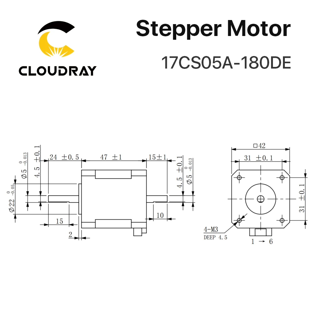 Nema17 Stepper Motor 48mm 2 Phase 52Ncm 1.8A Double Shaft Stepper Motor with DuPont 4-lead for 3D printer CNC XYZ