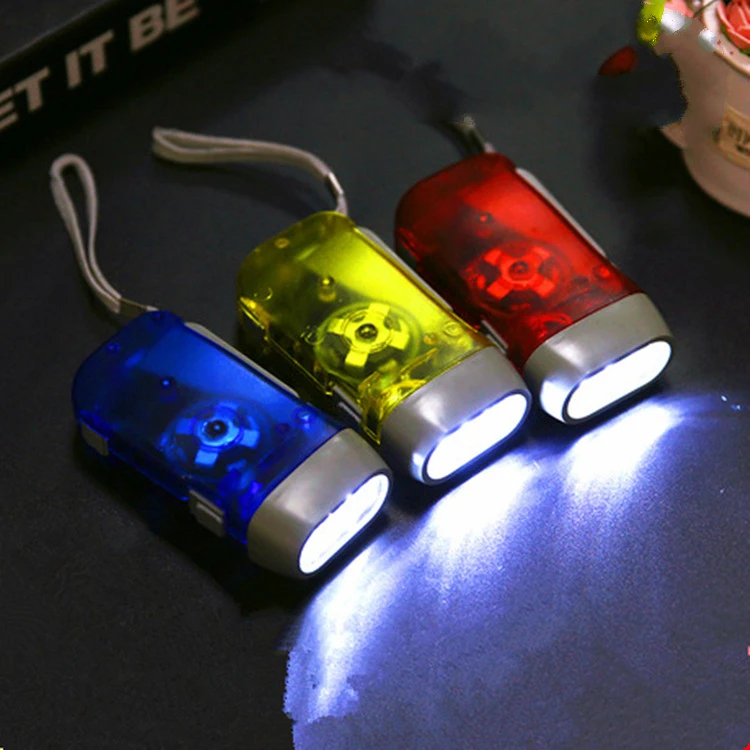 ABS Emergency Mini Self-charging Hand Pressing 3 LED Hand Crank Flashlight Camping Lights Manual Generator Torch Light