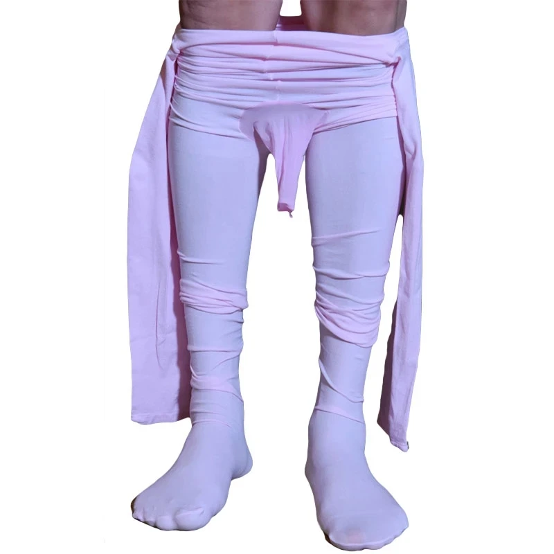 120D Bodysuit Pria Seksi Beludru Bodysuit Kantung Cembung U Pakaian Bawah Cincin Pas Badan Terbuka Lengan Ketat Perban Elastisitas Tinggi