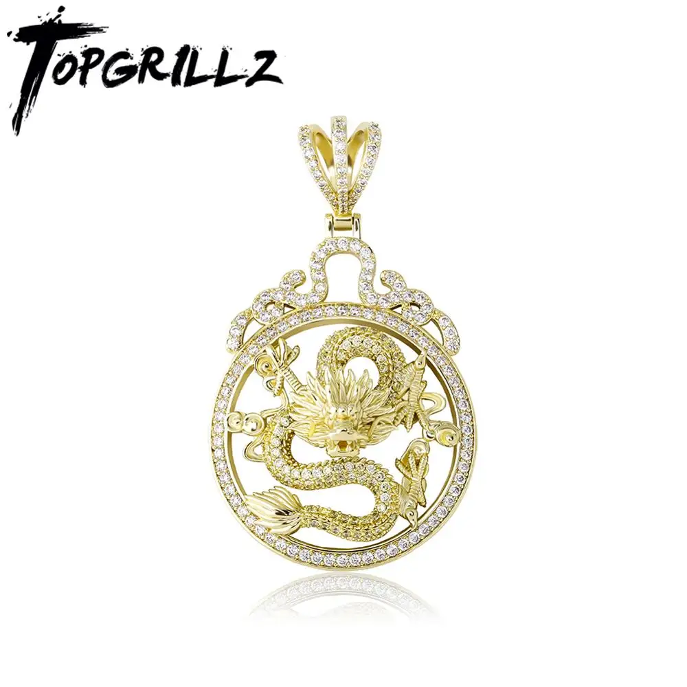 TOPGRILLZ New Pendant Chinese Style Hip Hop Fashion Jewelry Cubic Zirconia Mascot Ornaments Lucky Symbol Pendant For Gift