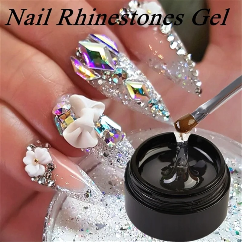 8ml Professionelle Klebrige UV Gel Nagellack Kleber Kristall Klebstoffe Transparent Klar Gel Nägel Kunst Strass Schmuck Nagel Werkzeuge