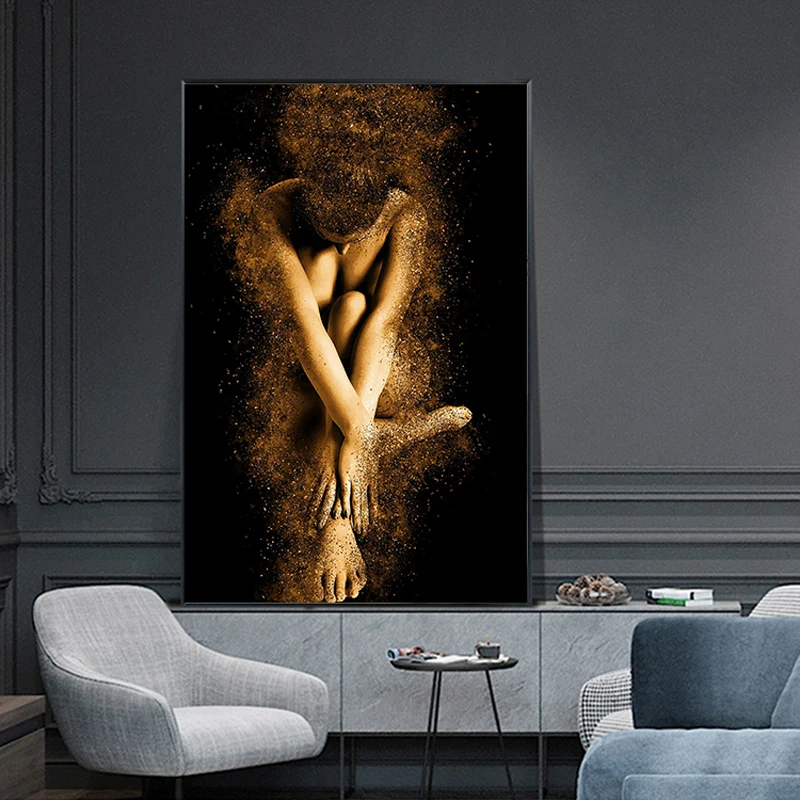 

Canvas Prints of Golden Powder for Home Decoration,Nude Woman Painting,Sexy Posters and Prints,Wall Art,Pictures,Living Room