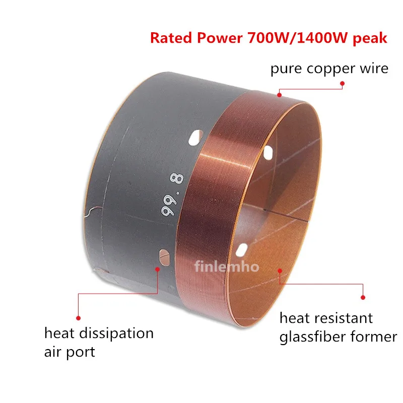 99.8mm Speaker Voice Coil 1400W Max Home Theater Bass Subwoofer Repair Parts With 2 Layers Copper Wire Glass Fiber Former