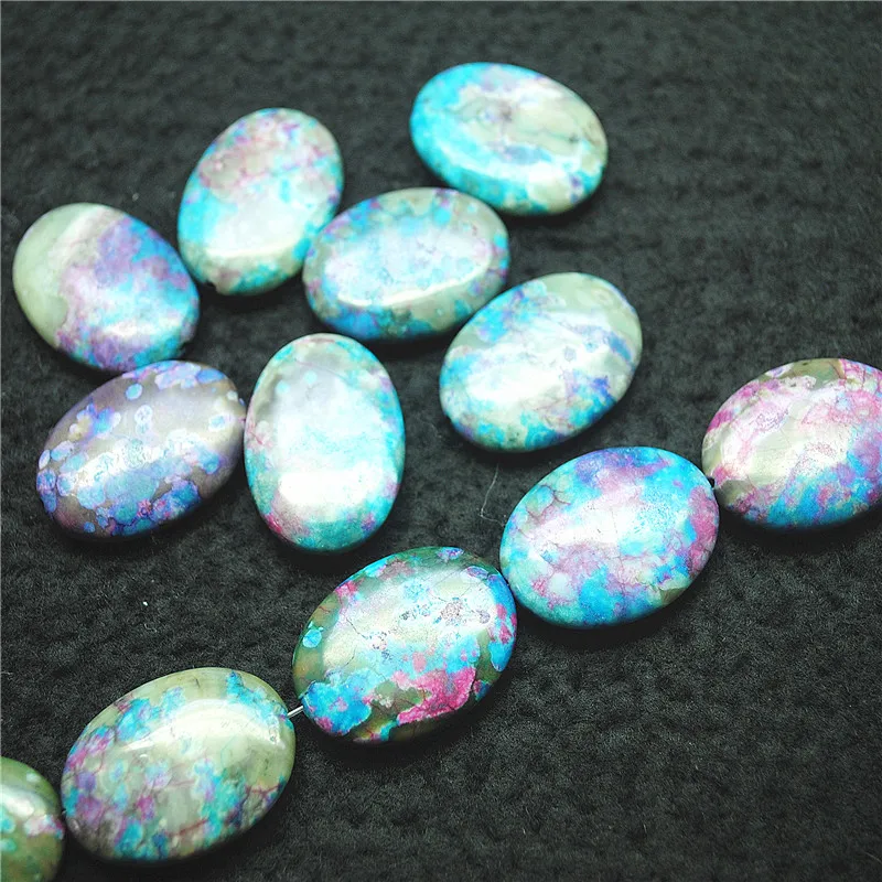 11PCS New Gemstone String Oval Shape 22X30MM Matching Beads For Women Necklace Making DIY Jewelry Fittings Wholesale Free Ships