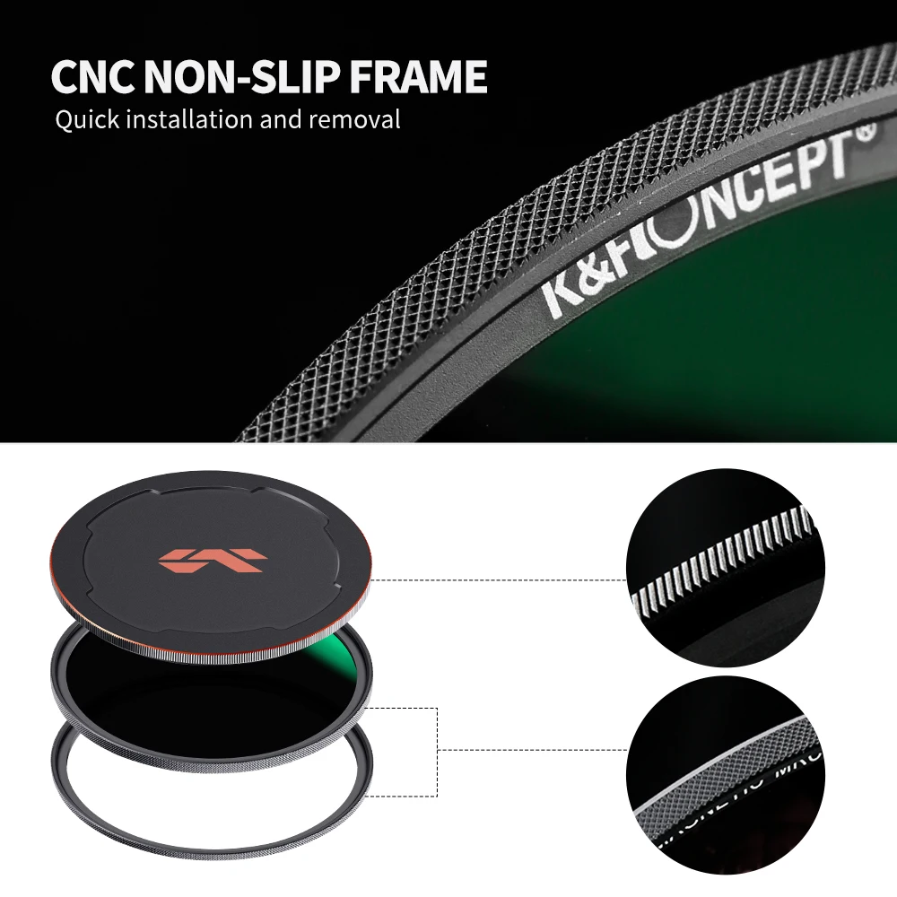 K&F Concept Magnetic HD ND1000 Camera Lens Filter with Multi Layer Coatings with Lens Cap Filter 49mm 52mm 58mm 62mm 67mm Nano-X