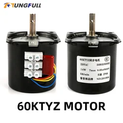 220V AC 14W Micro Gear Motor 60KTYZ 50Hz Permanent Magnet Synchronous Gear Motor Low Speed 2.5 5 10 15 20 30 50 60 80 110 rpm