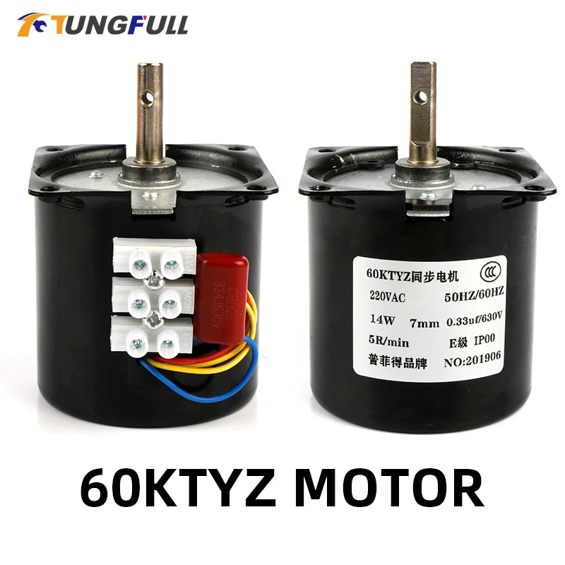 220V AC 14W Low Speed Permanent Magnet Micro Gear Motor 60KTYZ 50Hz 1/2.5 RPM Synchronous AC Gear Motor Mini Electric Motor