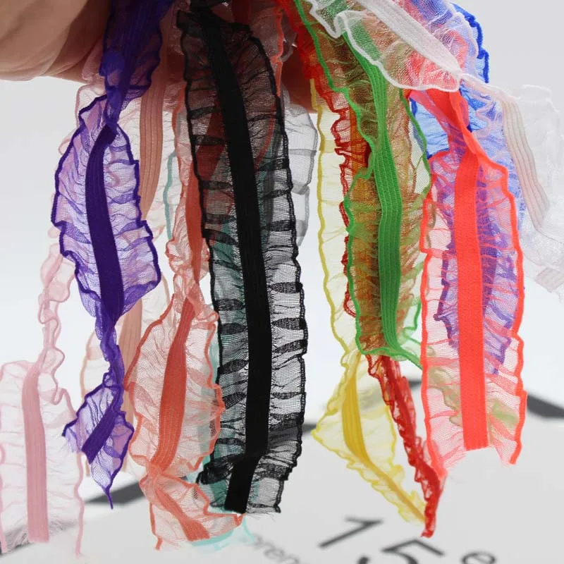 25mm transparent organza ruffling stretch tape elastic ribbon rickrack braid band clothing shirt Sewing Garment accessories