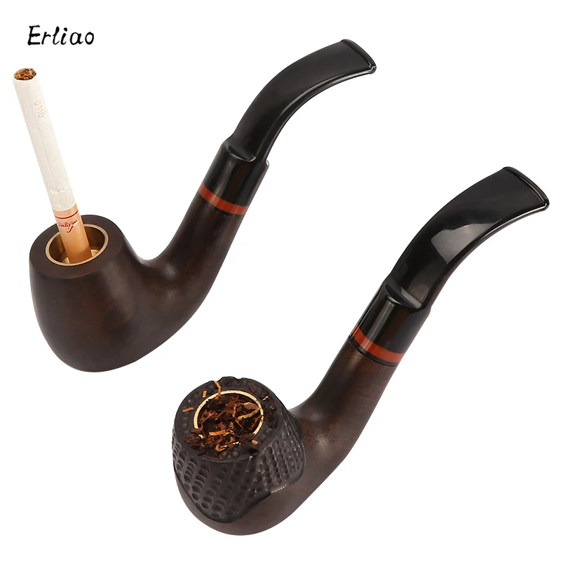 

Classical Smoking Pipe New Ebonywood Tobacco Pipes 9mm Filter Handmade Three-Purpose Copper Pot Pipe Free Shipping