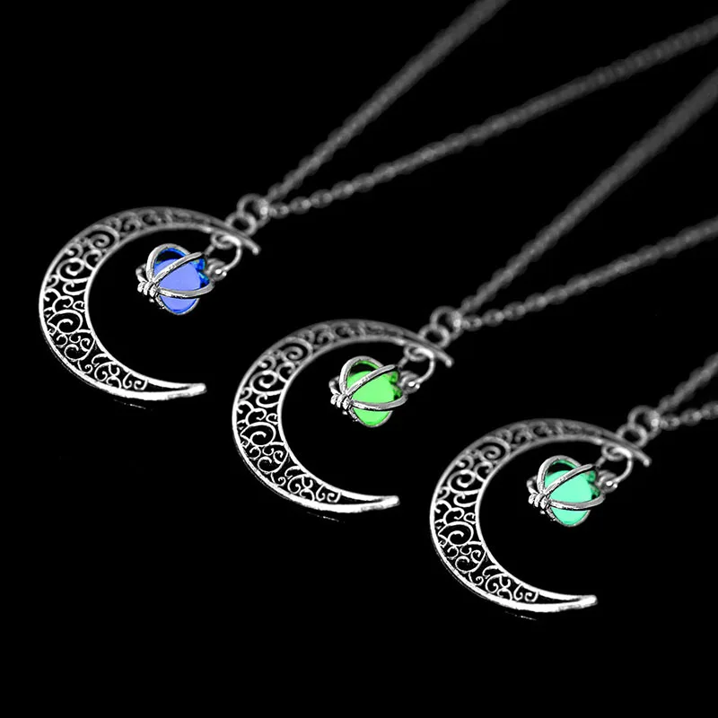 Retro Moon Necklace Jewelry for Women Goth Vintage Fashion Vintage Aesthetic Accessories Glow At Night Morrocan Cuban Wholesale