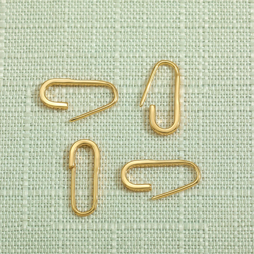 Simple U-shaped Safety Pin Stud Earrings Trendy Paper Clip Pin Copper Gold Color Earrings for Womne Girls Jewelry Wholesale