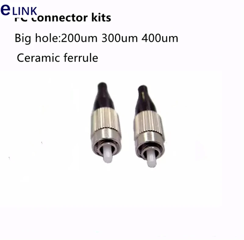 FC fiber optic connector kits with non standard hole 10pcs ceramic ferrule MM 200um 300um 400um free shipping ELINK