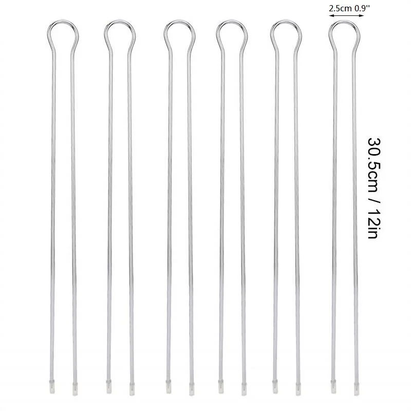 6pcs U shape BBQ Grilling Skewers Stainless steel  Kebab Skewer with Skewer Bag Portable BBQ Grill Stick Needle Set 30cm 12inch