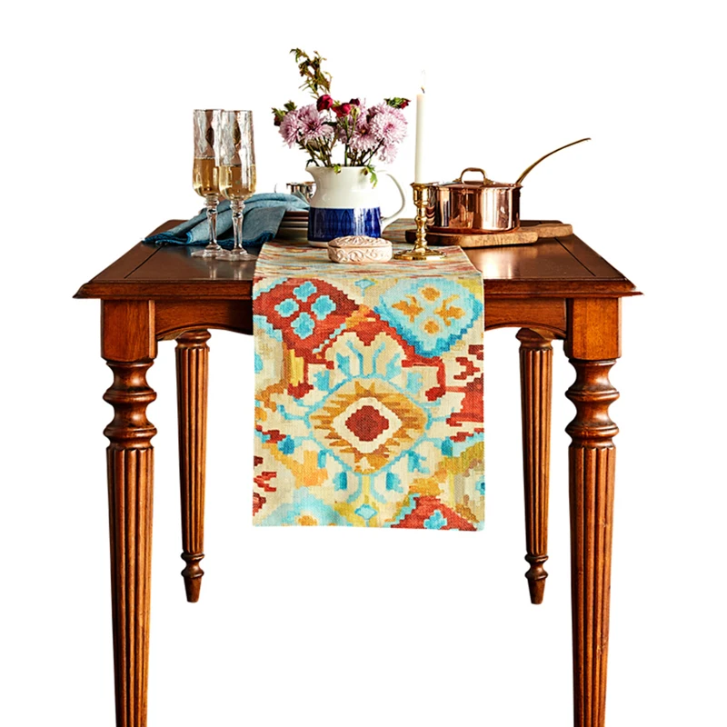 Indian style coffee table table runner American linen waterproof advanced TV cabinet modern table cloth ethnic style