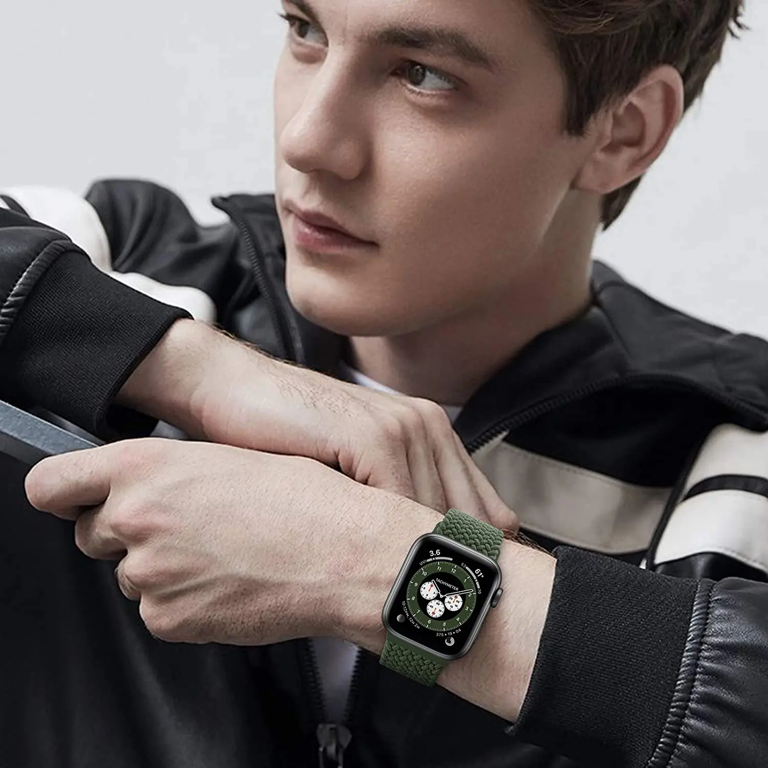 Geflochtene Armbänder für Apple Watch, 44/42/45/49/46/40/41 mm, elastisches, verstellbares Armband, iWatch Serie 12, 11, 10, 9, 8, SE, 7, Ultra3, 4. – Detail 10