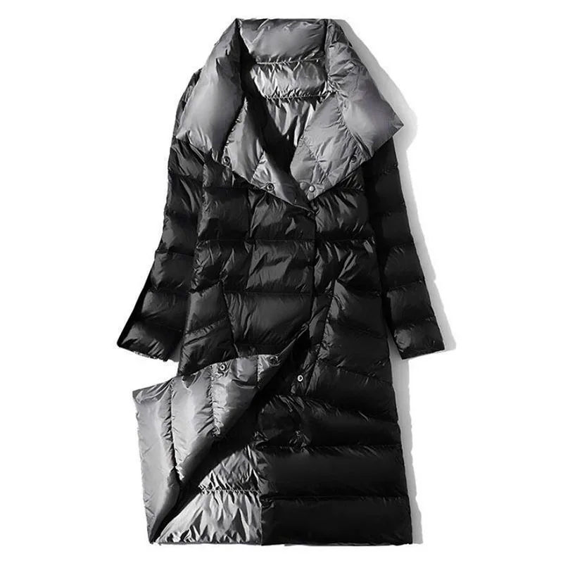 Duck Down Jacket Women Winter Long Thick Double Sided Plaid Coat Female Plus Size Warm Down Parka For Women Slim Clothes 2021