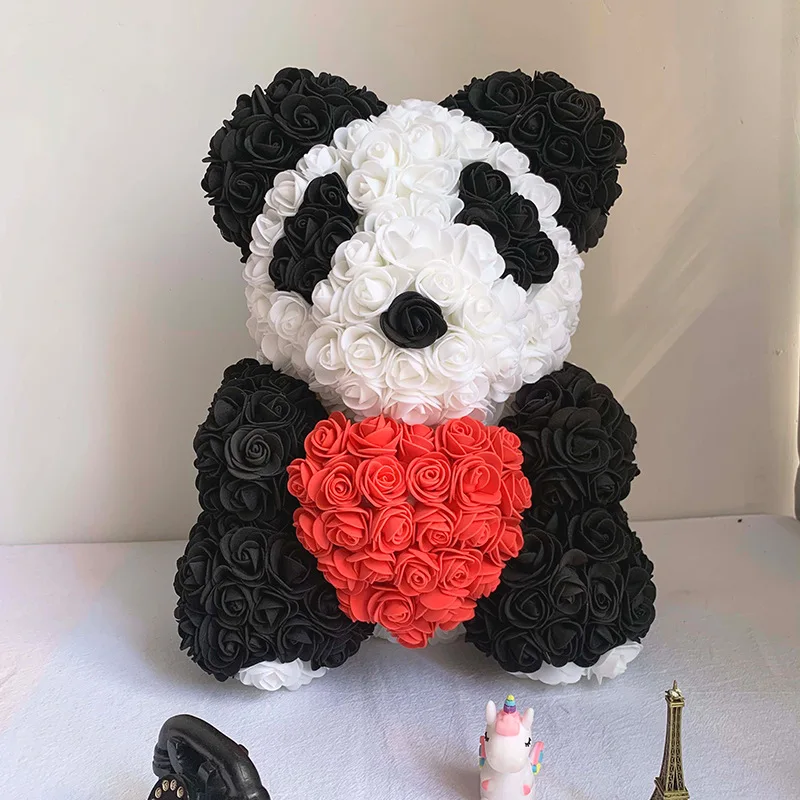 

2022Valentines Day Gift 25cm Red Rose Teddy Bear Rose Flower Artificial Decoration Christmas Gifts Women Valentines Gift Bear