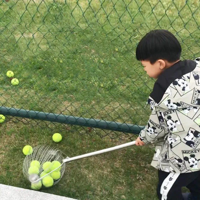 Adjustable Length Tennis Balls Collector Picker Portable Roller Pick-up Basket Easy Picking