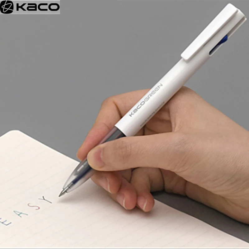 Kaco 4 In 1 Gel Pen 0.5MM Multifunction Sign Pens Black Blue Red Green Refill for Office Students