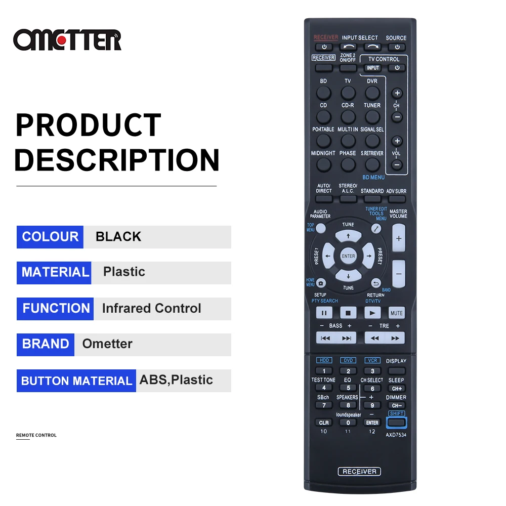 AXD7534 for Pioneer Remote Control AV Receiver Home Theater AXD7568 VSX-516 VSX-918V VSX-829H VSX-519V VSX-520K VSX-417 VSX-515