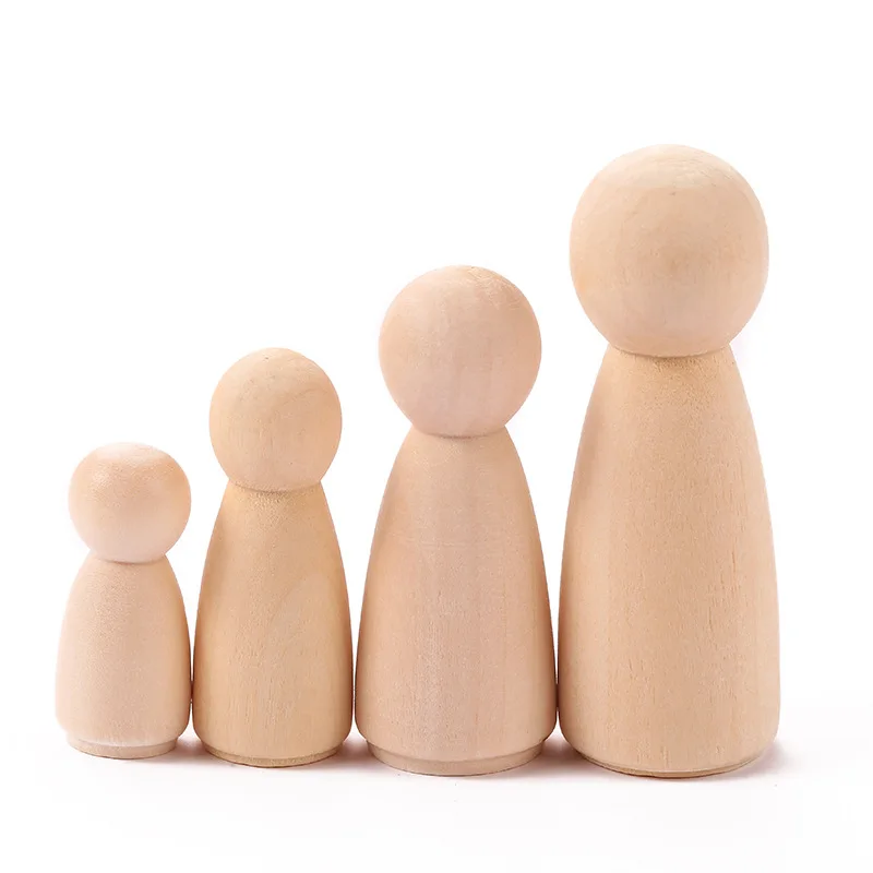 DIY 35 43 55 65mm Painted Wooden Figure Peg Dolls Handmade Custom Puppets Doll Kids Toys Arts Crafts Graffiti Little Wooden Men